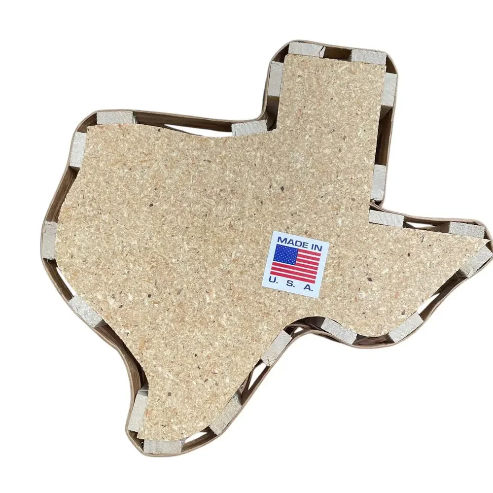 Texas Shaped Rattan Basket with Cork Bottom Woven USA State Souvenir Gift READ